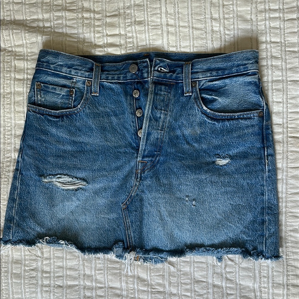 Levi’s Distressed Denim Mini Skirt